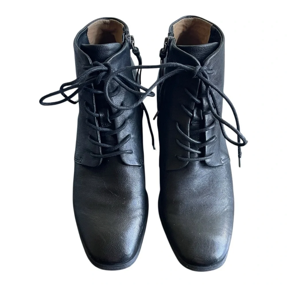 Söfft Black Leather Lace-Up Ankle Boots Size 8 | Block Heel Comfort Booties